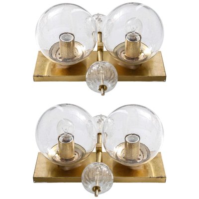 Clear Globe Wall Lights, 1970s, Set of 2-KL-620483