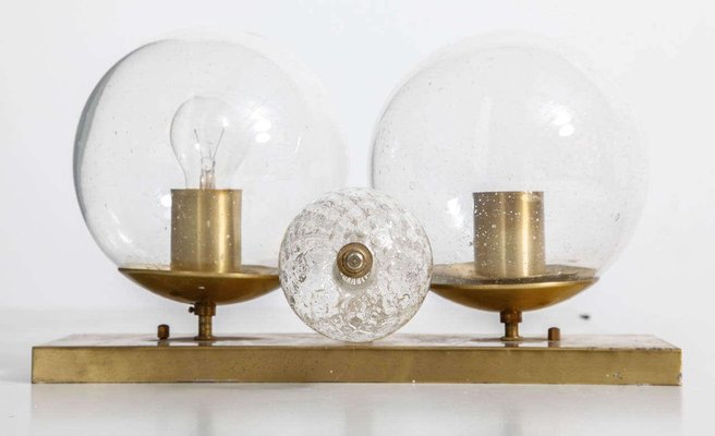 Clear Globe Wall Lights, 1970s, Set of 2-KL-620483