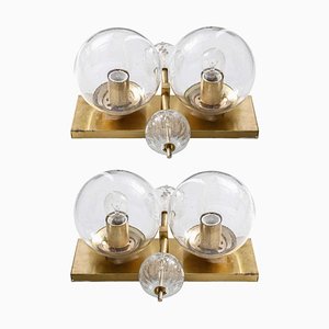 Clear Globe Wall Lights, 1970s, Set of 2-KL-620483