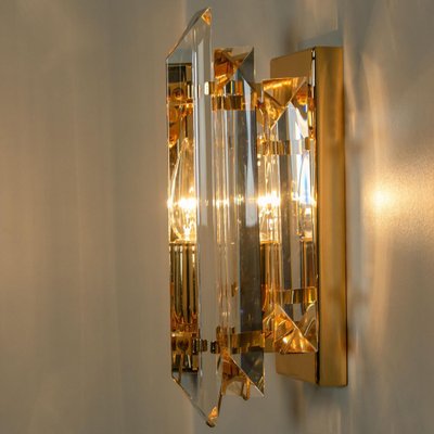 Clear Gold Glass Brass Sconces in the style of Venini, 1970s, Set of 2-VDW-1704093