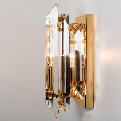 Clear Gold Glass Brass Sconces in the style of Venini, 1970s, Set of 2-VDW-1704093