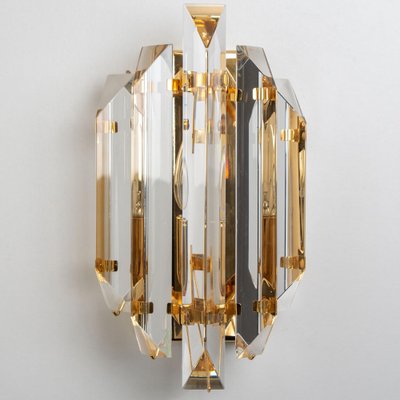 Clear Gold Glass Brass Sconces in the style of Venini, 1970s, Set of 2-VDW-1704093