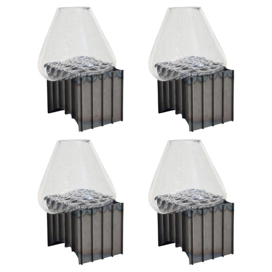 Clear Grid Table Vase by Studio Thier & Van Daalen, Set of 4