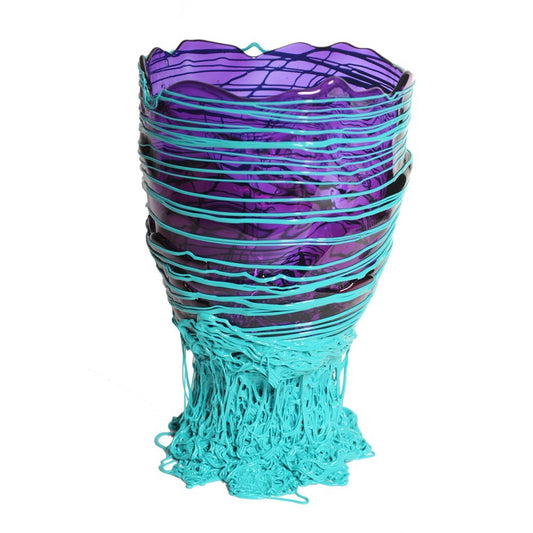 Clear Purple and Matt Turquoise Spaghetti Vase by Gaetano Pesce for Fish Design