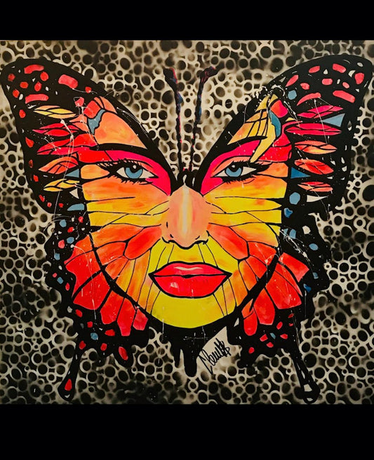 Clem$, Butterfly Woman, 2020, Acrylic on Canvas