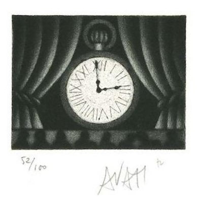 Clock - Original Etching on Paper by Mario Avati - 1970s 1970s-ZCI-768595