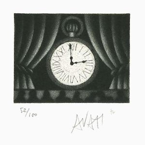 Clock - Original Etching on Paper by Mario Avati - 1970s 1970s-ZCI-768595