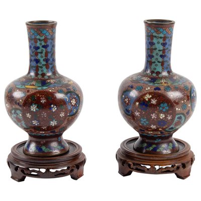 Cloisonné Bronze Vases, Japan, 1900s, Set of 2-WFS-744758