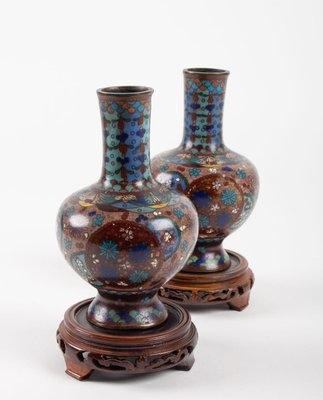 Cloisonné Bronze Vases, Japan, 1900s, Set of 2-WFS-744758