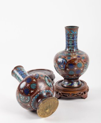 Cloisonné Bronze Vases, Japan, 1900s, Set of 2-WFS-744758