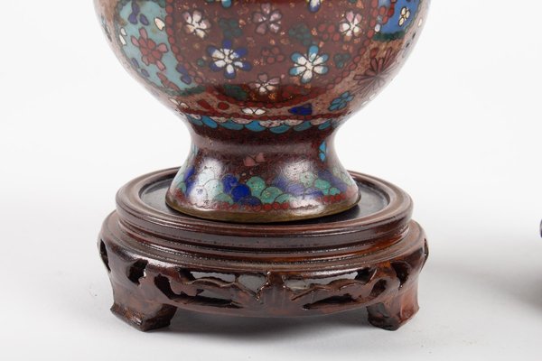 Cloisonné Bronze Vases, Japan, 1900s, Set of 2-WFS-744758