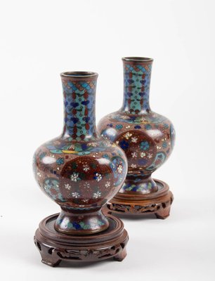 Cloisonné Bronze Vases, Japan, 1900s, Set of 2-WFS-744758