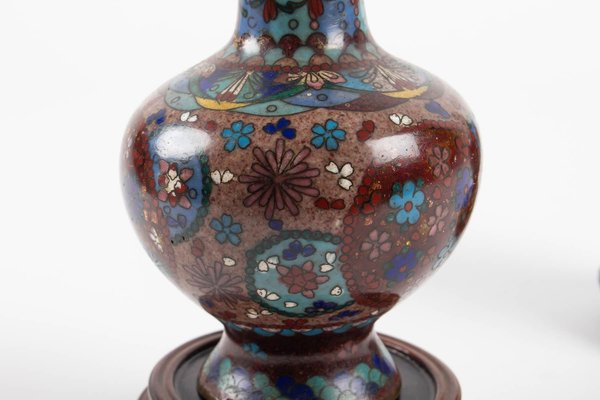 Cloisonné Bronze Vases, Japan, 1900s, Set of 2-WFS-744758