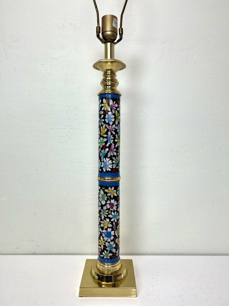 Cloisonne Enamel Table Lamp in Robert Kuo Style, 1980s