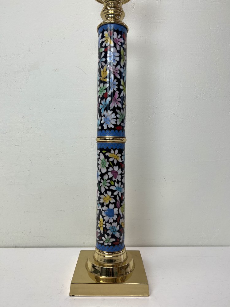 Cloisonne Enamel Table Lamp in Robert Kuo Style, 1980s