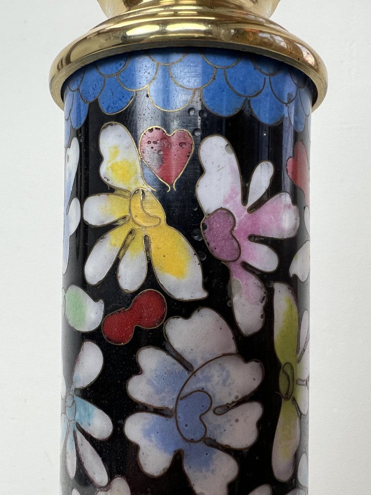 Cloisonne Enamel Table Lamp in Robert Kuo Style, 1980s