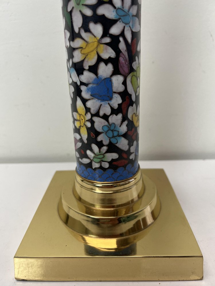 Cloisonne Enamel Table Lamp in Robert Kuo Style, 1980s