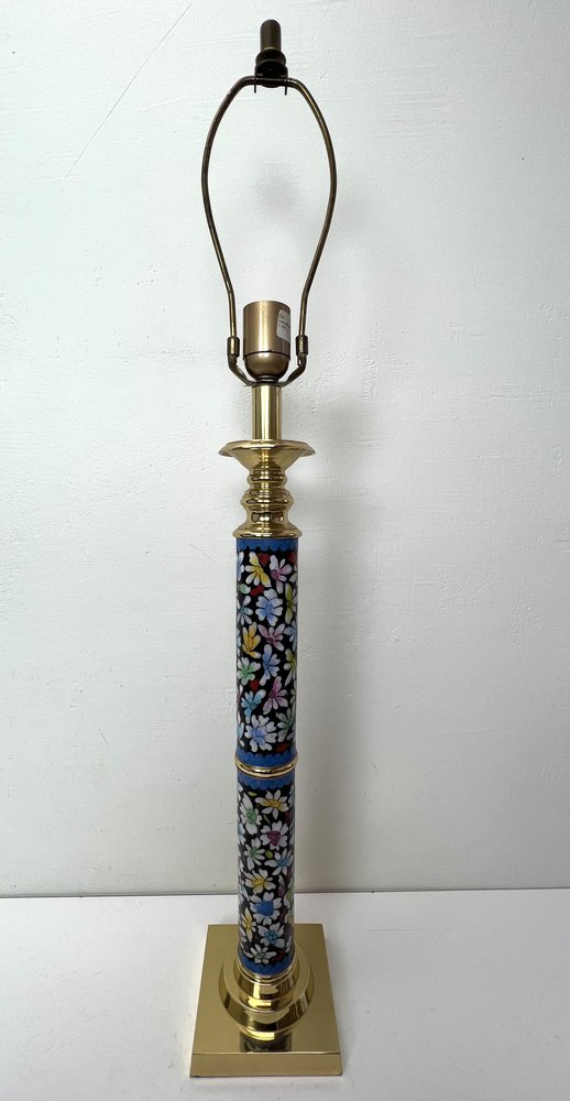 Cloisonne Enamel Table Lamp in Robert Kuo Style, 1980s