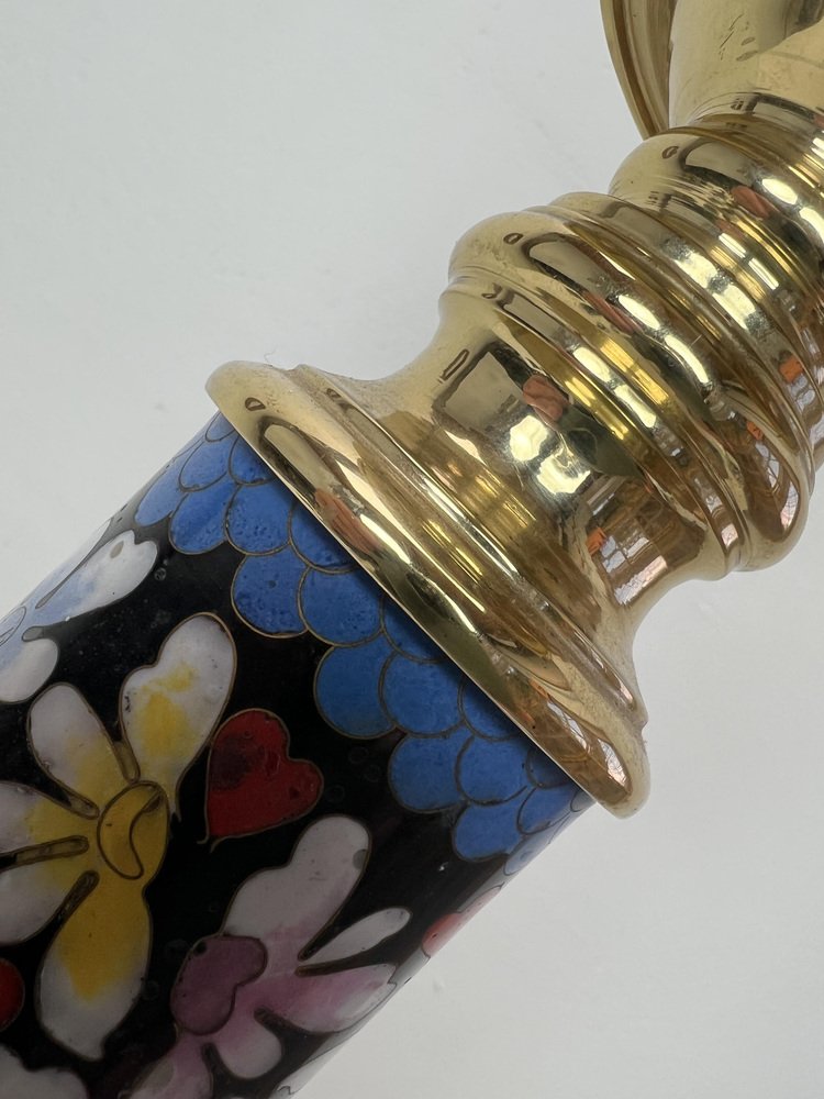 Cloisonne Enamel Table Lamp in Robert Kuo Style, 1980s