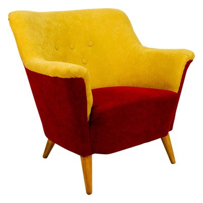 Club Armchair in Red and Yellow, 1930s-TZ-732159