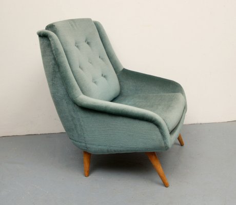 Club Chair in Blue in Velour, 1950s-PF-1369461