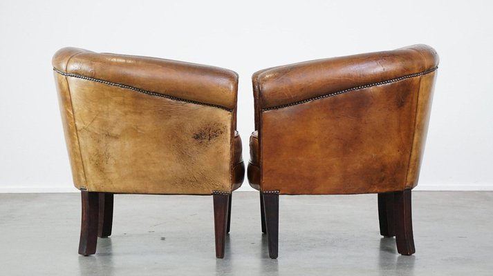 Club Chairs in Sheep Leather, Set of 2-HPP-2036603