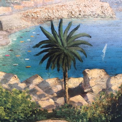 Coast Landscape Painting, Posillipo School, Italy, Oil on Canvas, Framed-YUW-1299403