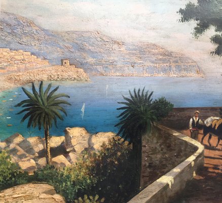 Coast Landscape Painting, Posillipo School, Italy, Oil on Canvas, Framed-YUW-1299403