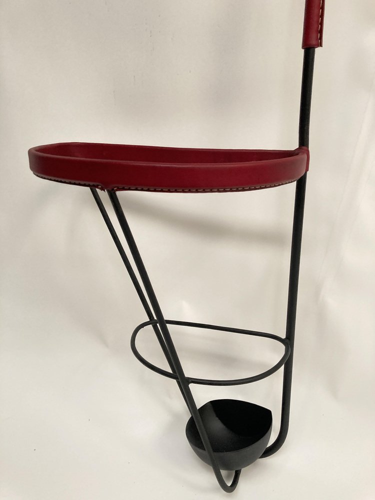 Coat and Umbrella Stand in Sheathed Leather by Jacques Adnet, 1950s