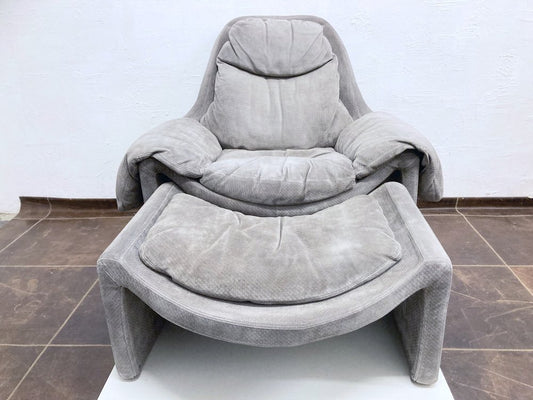 Coat Gray Suede P60 Armchair by Vittorio Introini for Saporiti Italia, 1960s, Set of 2