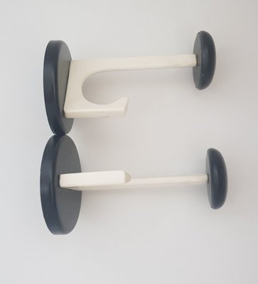 Coat Hooks with Straps in Black and White, 1970s, Set of 2-QDP-1007283