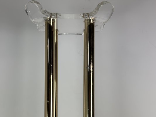 Coat Rack in Gilt Metal and Acrylic Glass, 1980s-RWZ-1734345