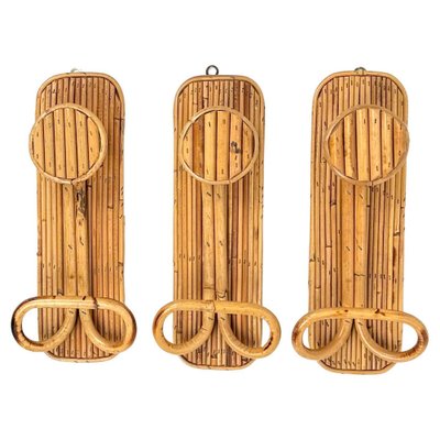 Coat Rack Stands in Bamboo and Rattan, Italy, 1970s, Set of 3-LYQ-1419253