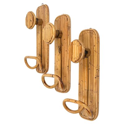 Coat Rack Stands in Bamboo and Rattan, Italy, 1970s, Set of 3-LYQ-1419253