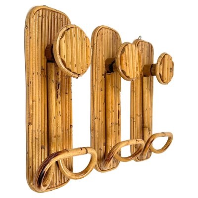 Coat Rack Stands in Bamboo and Rattan, Italy, 1970s, Set of 3-LYQ-1419253