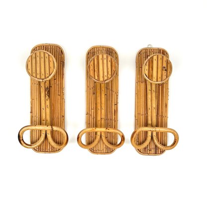 Coat Rack Stands in Bamboo and Rattan, Italy, 1970s, Set of 3-LYQ-1419253