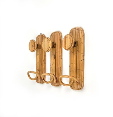 Coat Rack Stands in Bamboo and Rattan, Italy, 1970s, Set of 3-LYQ-1419253