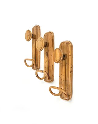 Coat Rack Stands in Bamboo and Rattan, Italy, 1970s, Set of 3-LYQ-1419253