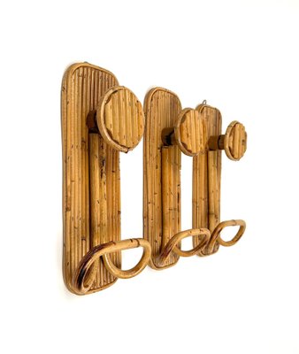 Coat Rack Stands in Bamboo and Rattan, Italy, 1970s, Set of 3-LYQ-1419253