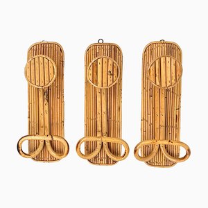 Coat Rack Stands in Bamboo and Rattan, Italy, 1970s, Set of 3-LYQ-1419253