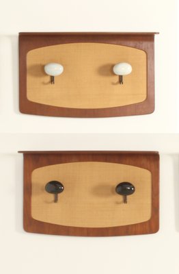 Coat Racks in Teak and Seagrass by Campo & Graffi for Home, Italy, 1950s, Set of 2-UB-1818676