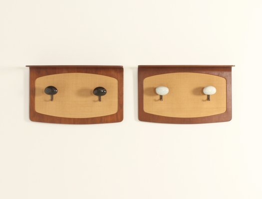 Coat Racks in Teak and Seagrass by Campo & Graffi for Home, Italy, 1950s, Set of 2-UB-1818676