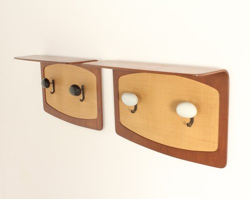 Coat Racks in Teak and Seagrass by Campo & Graffi for Home, Italy, 1950s, Set of 2-UB-1818676