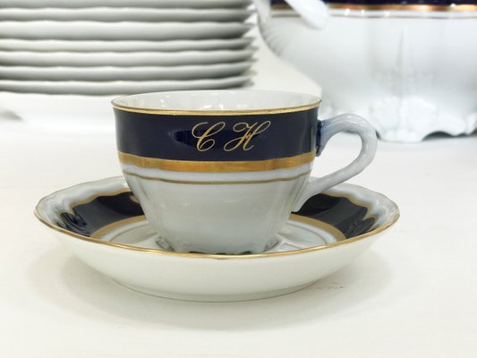 Cobalt & 24K Gold Porcelain Service from Bidasoa, 1980s, Set of 84-TS-771657