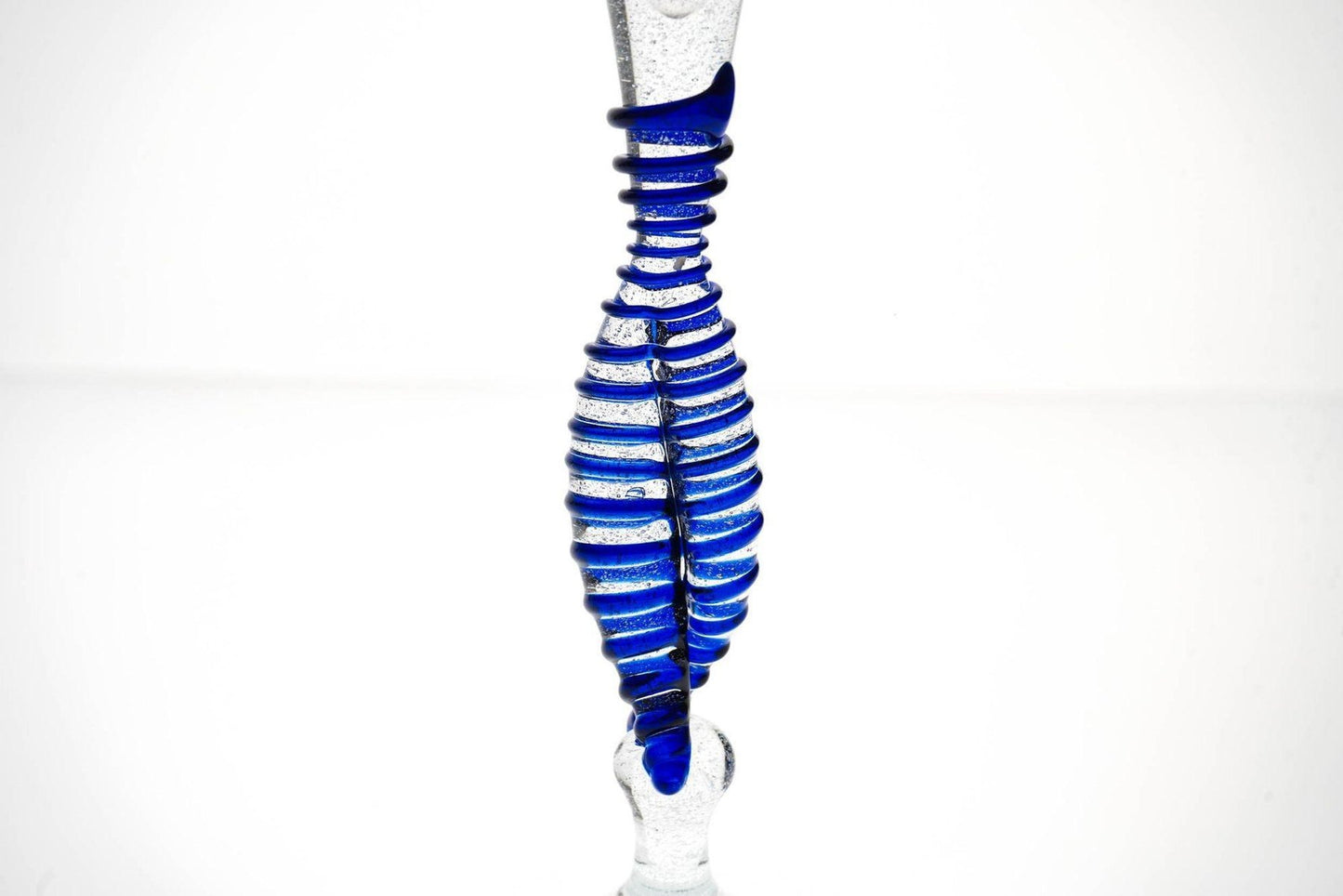 Cobalt and Pulegoso Murano Glass Ballerina Flutes from Cenedese, 1950s, Set of 7