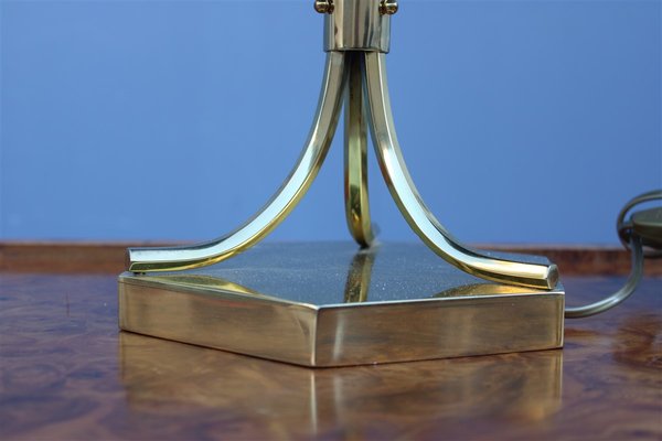 Cobalt Blue Concave Glass and Brass Table Lamp, 1950s-EH-1426489