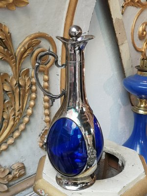 Cobalt Blue Crystal and Silver Plated Decanter-NAD-2041382