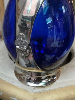 Cobalt Blue Crystal and Silver Plated Decanter-NAD-2041382