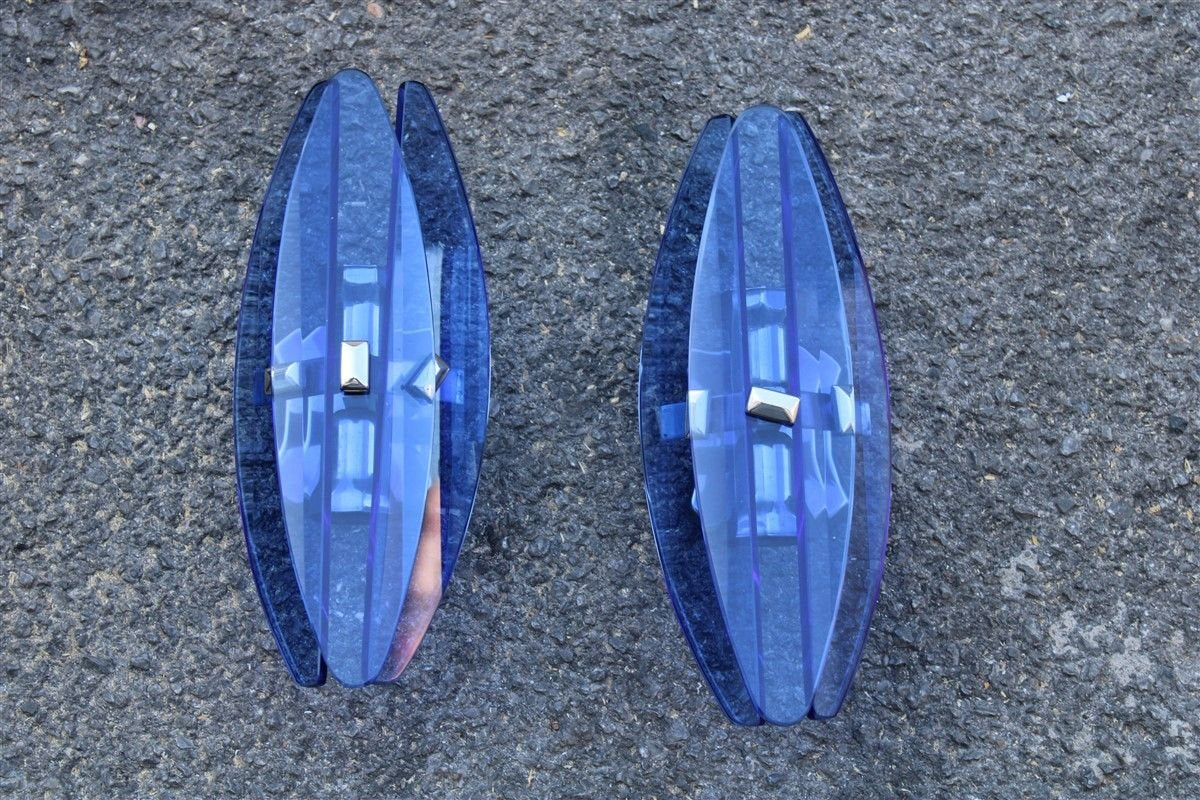 Cobalt Blue Crystal Sconces from Veca, 1960s, Set of 2