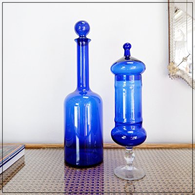 Cobalt Blue Glass Bottles, Set of 2-NYF-2019122